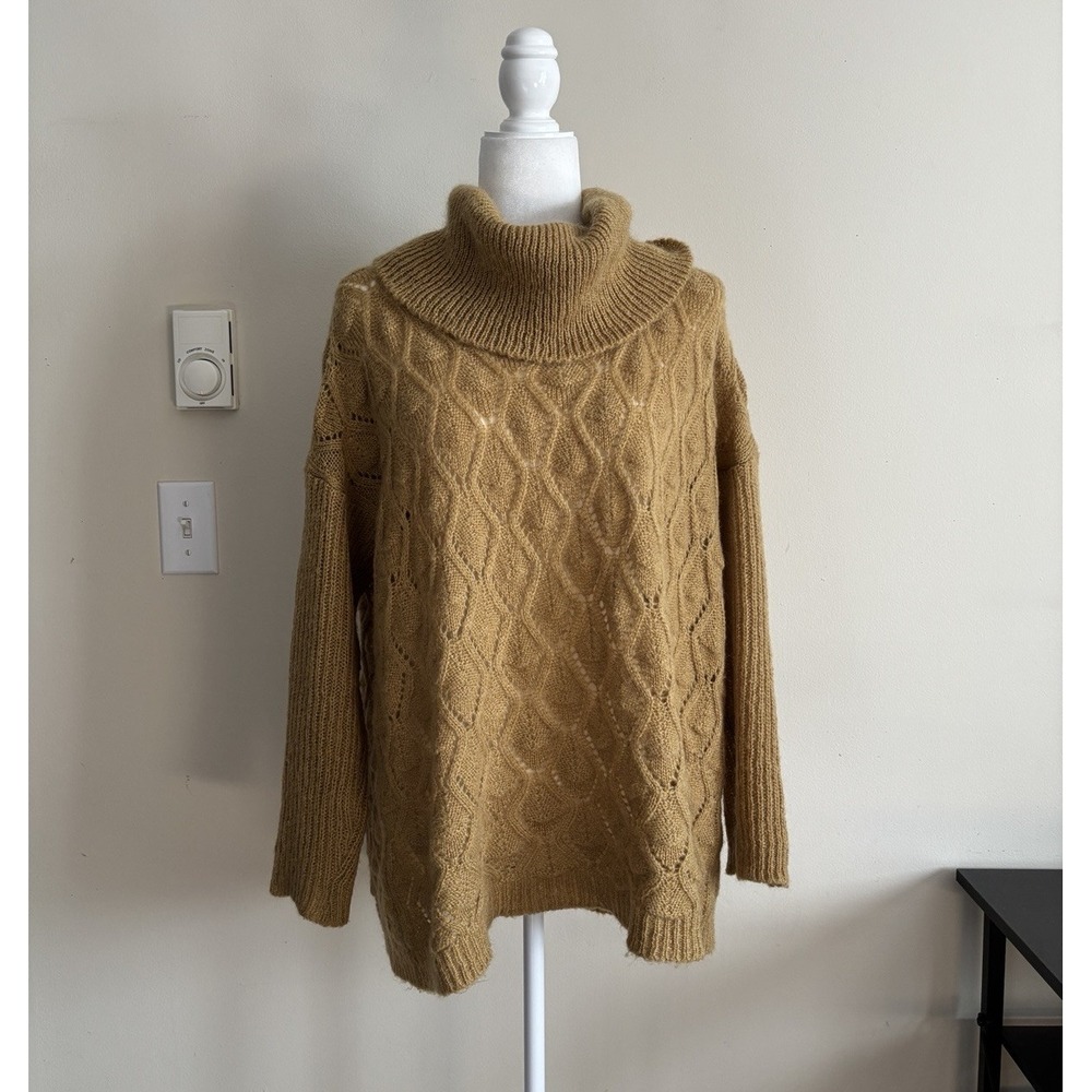 Anthropologie Elsamanda‎ Sweater Womens Medium Made In Italy MOHAIR Lace Cable